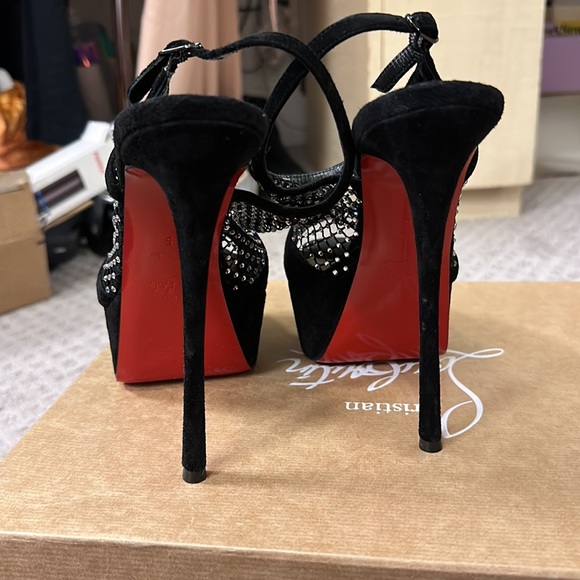 Christian louboutin plougesta Alta strass 150 black suede heels - Picture 6 of 9